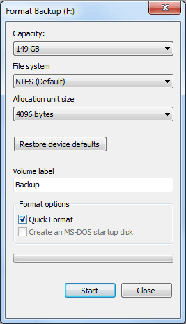 quick disk format vs regular