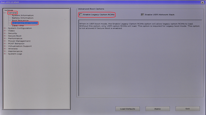 Load legacy option rom в биосе что это dell